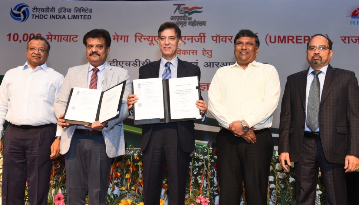 टीएचडीसी राजस्थान में बनाएगा 10 हजार मेगावाट का उर्जा पार्क,ऊर्जा परियोजना का पहला सबसे बड़ा समझौता